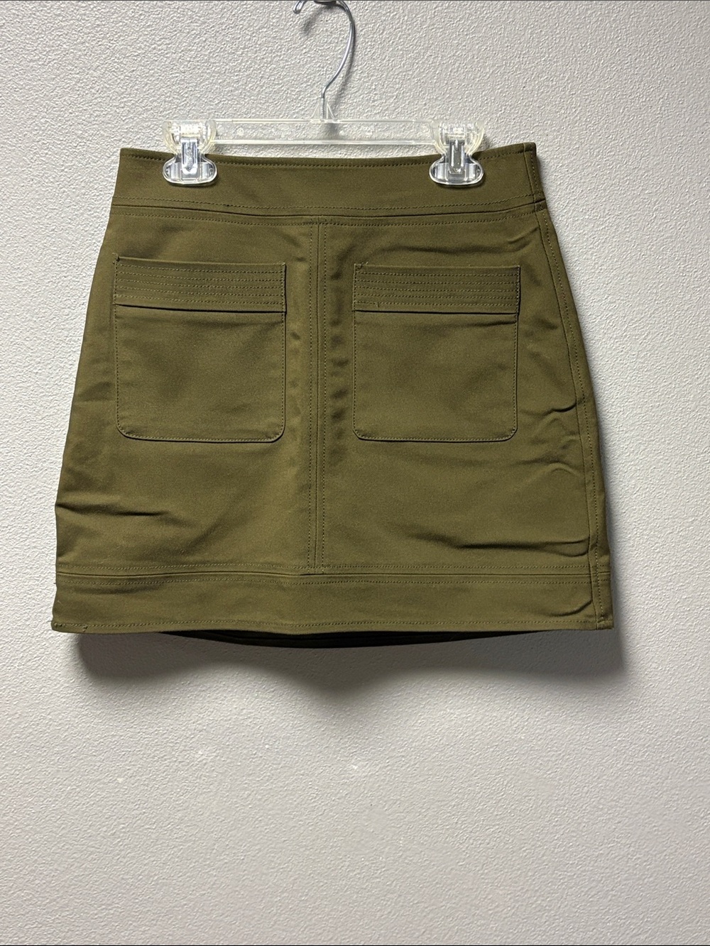 Express Olive Green Mini Skirt with Front Patch Pockets
